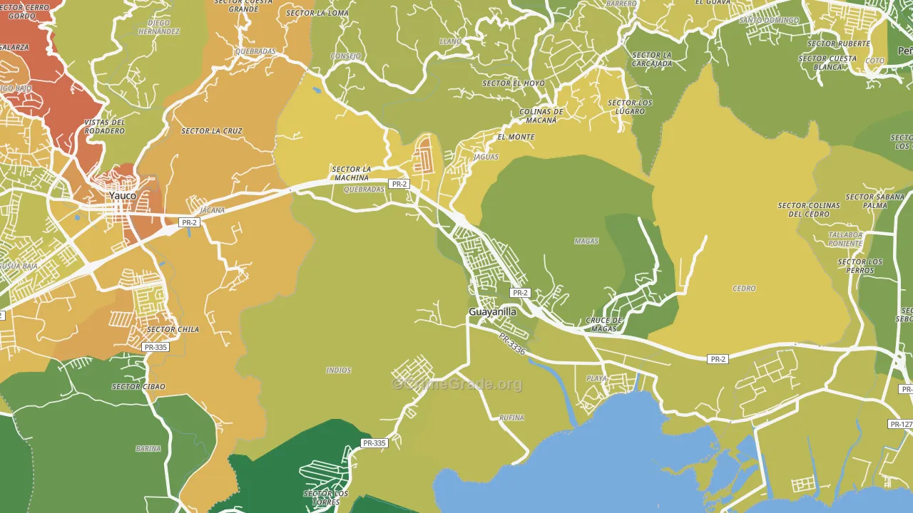 Guayanilla, PR Map of Drug-Related Crime Rates