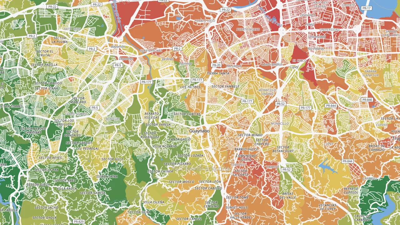 Guaynabo, PR Map of Drug-Related Crime Rates