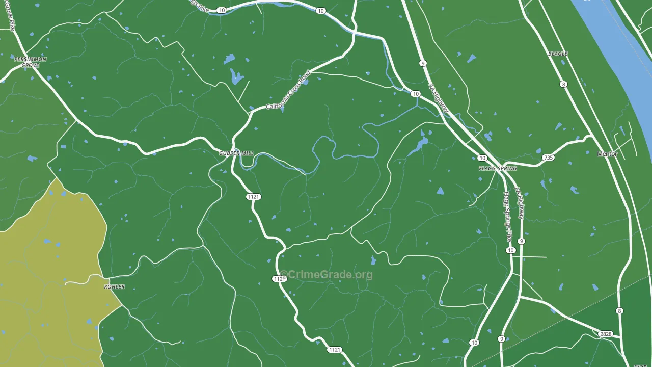 Gubser Mill, KY Map of Drug-Related Crime Rates