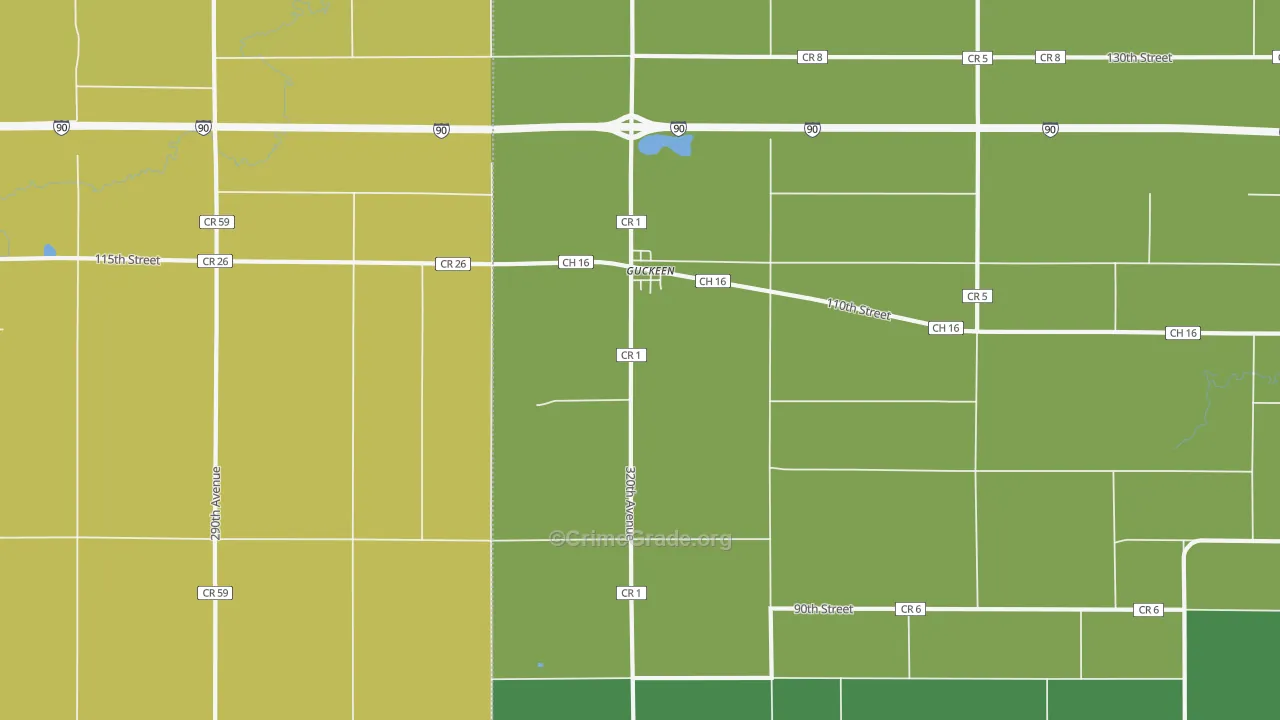 Guckeen, MN Map of Drug-Related Crime Rates