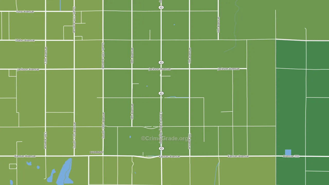 Guernsey, CA Map of Drug-Related Crime Rates