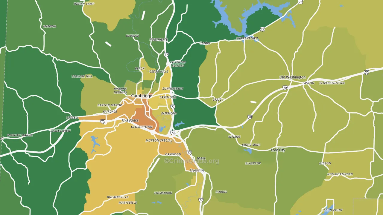 Guernsey County, OH Map of Drug-Related Crime Rates