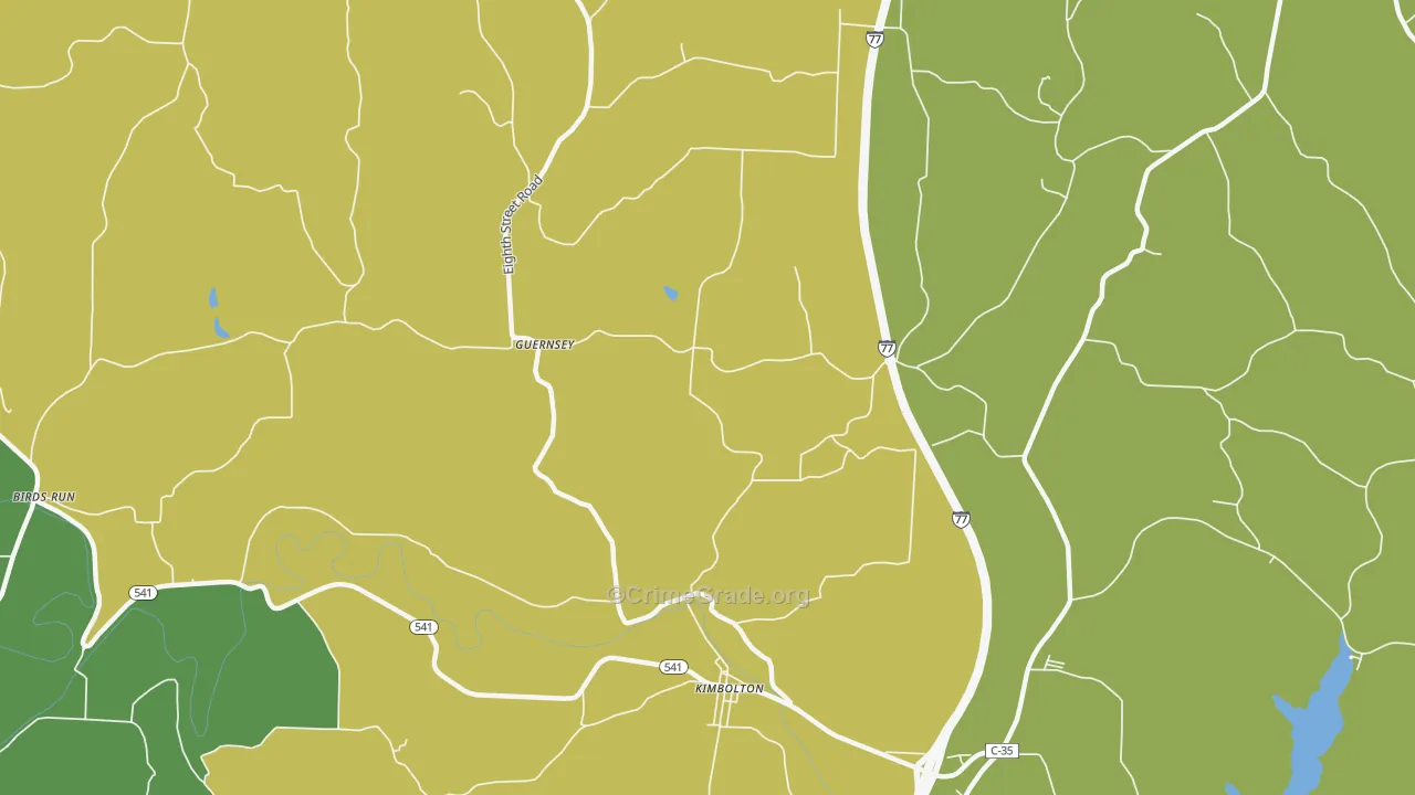 Guernsey, OH Map of Drug-Related Crime Rates
