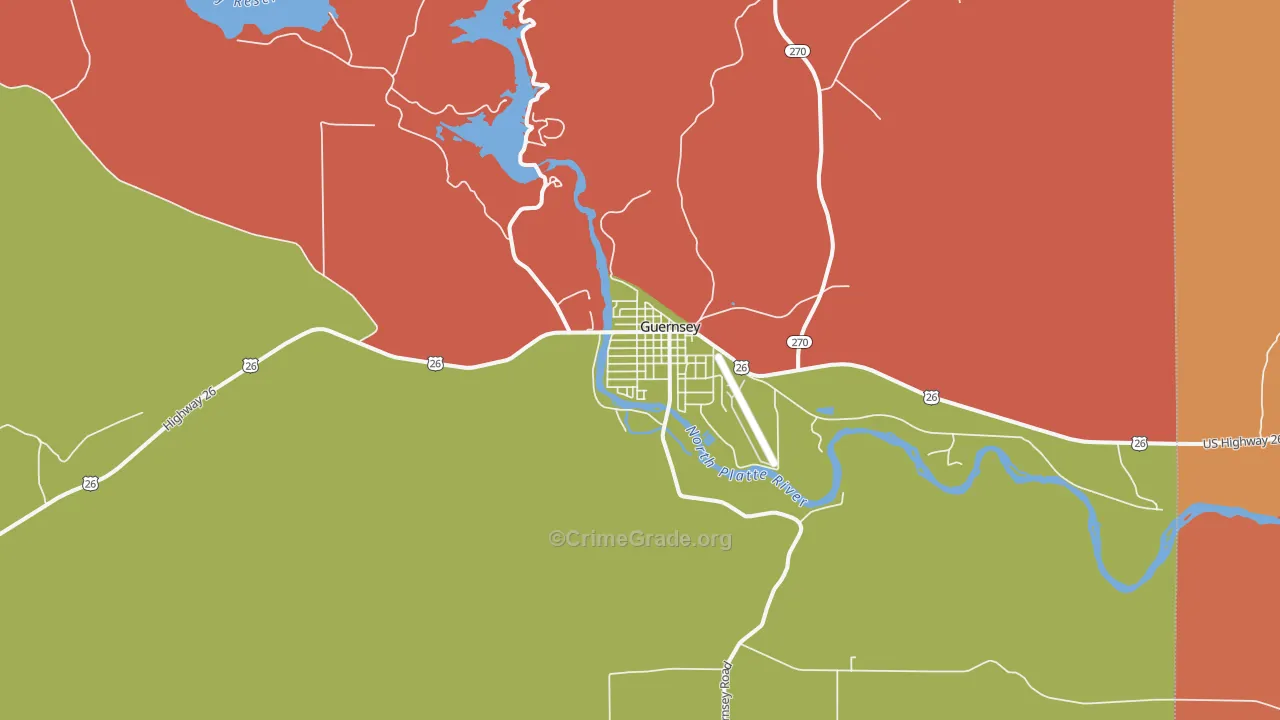 Guernsey, WY Map of Drug-Related Crime Rates
