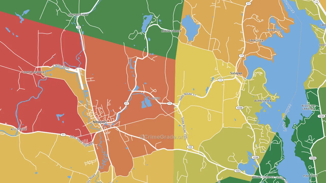 Guild, NH Map of Drug-Related Crime Rates