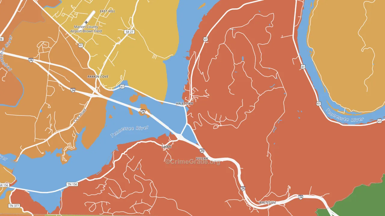 Guild, TN Map of Drug-Related Crime Rates