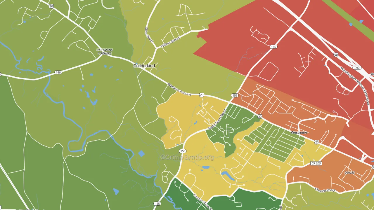 Guilderland, NY Map of Drug-Related Crime Rates