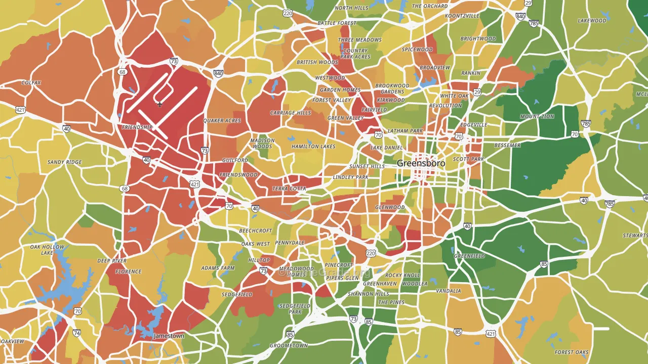 Guilford County, NC Map of Drug-Related Crime Rates