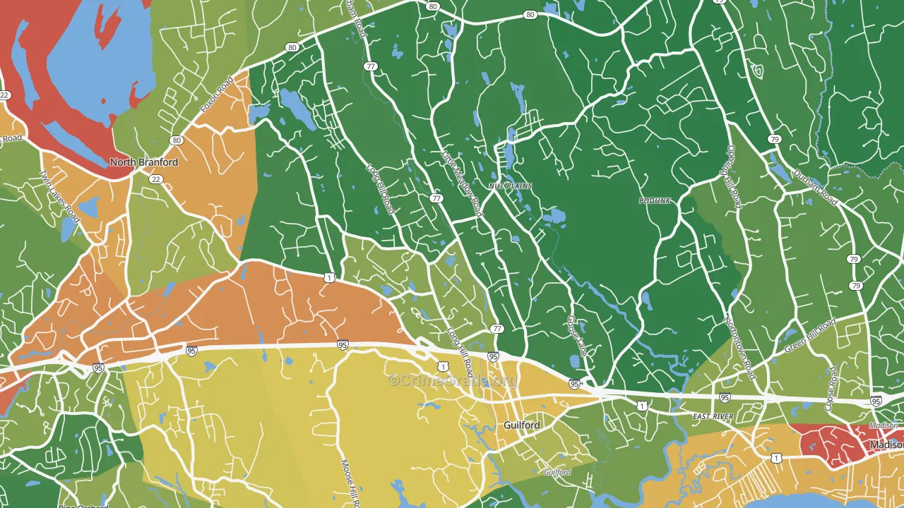 Guilford, CT Map of Drug-Related Crime Rates
