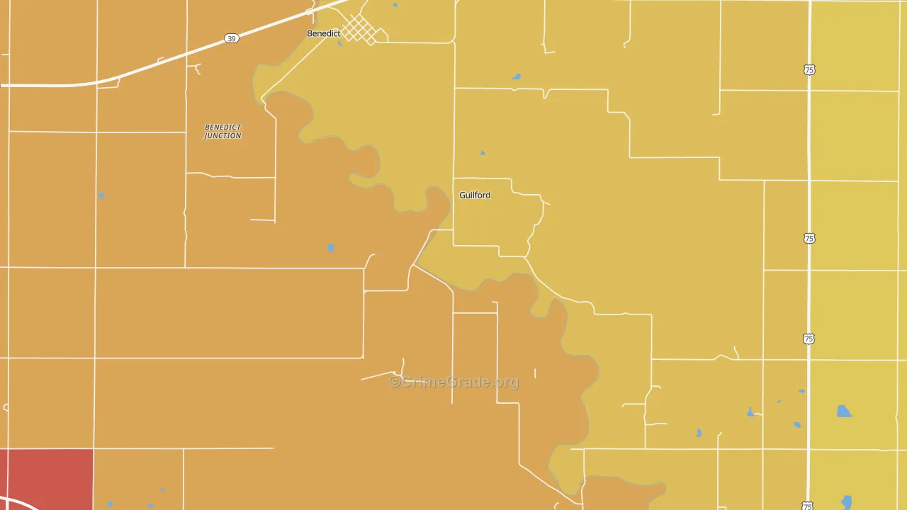 Guilford, KS Map of Drug-Related Crime Rates