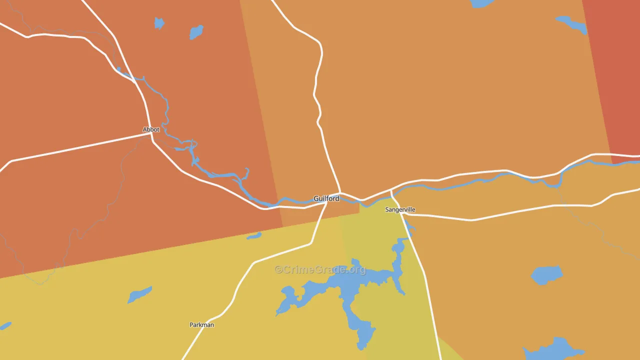 Guilford, ME Map of Drug-Related Crime Rates