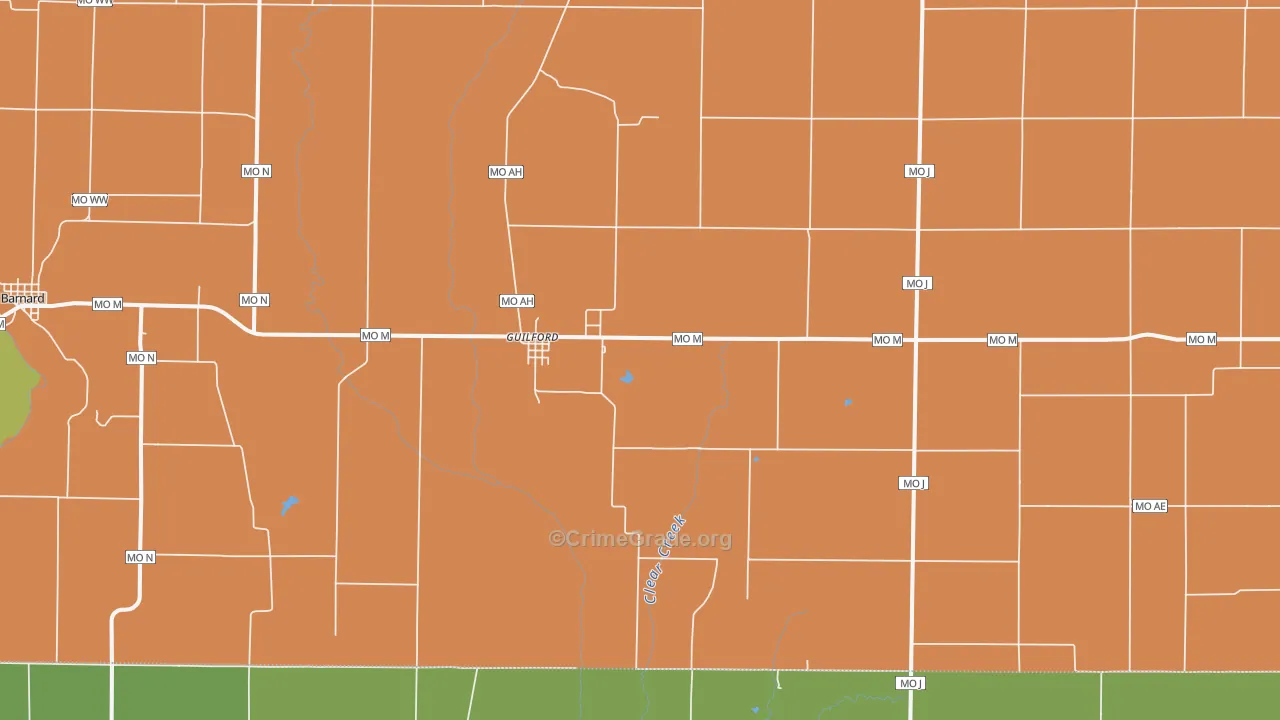 Guilford, MO Map of Drug-Related Crime Rates
