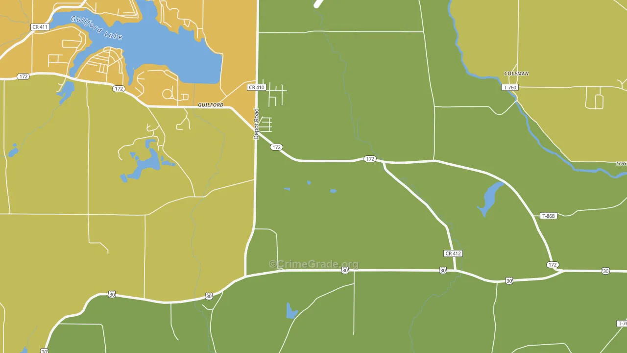 Guilford, OH Map of Drug-Related Crime Rates