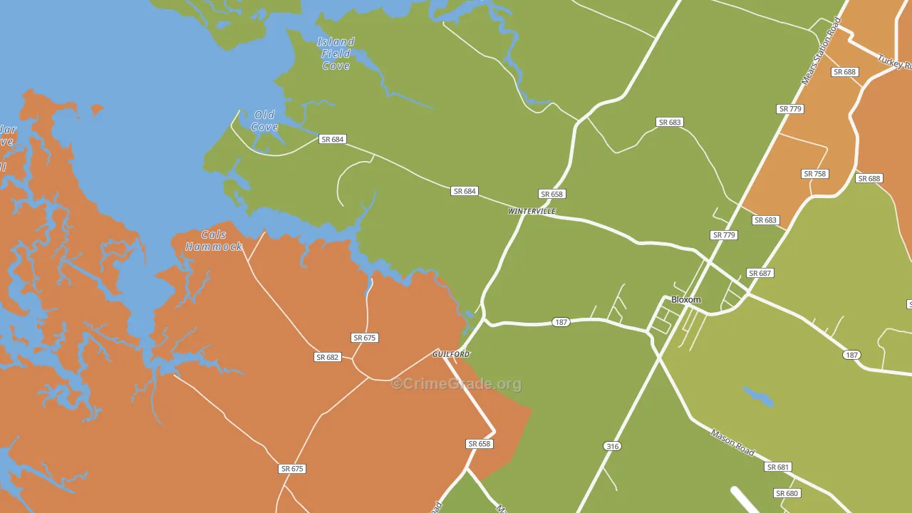 Guilford, VA Map of Drug-Related Crime Rates