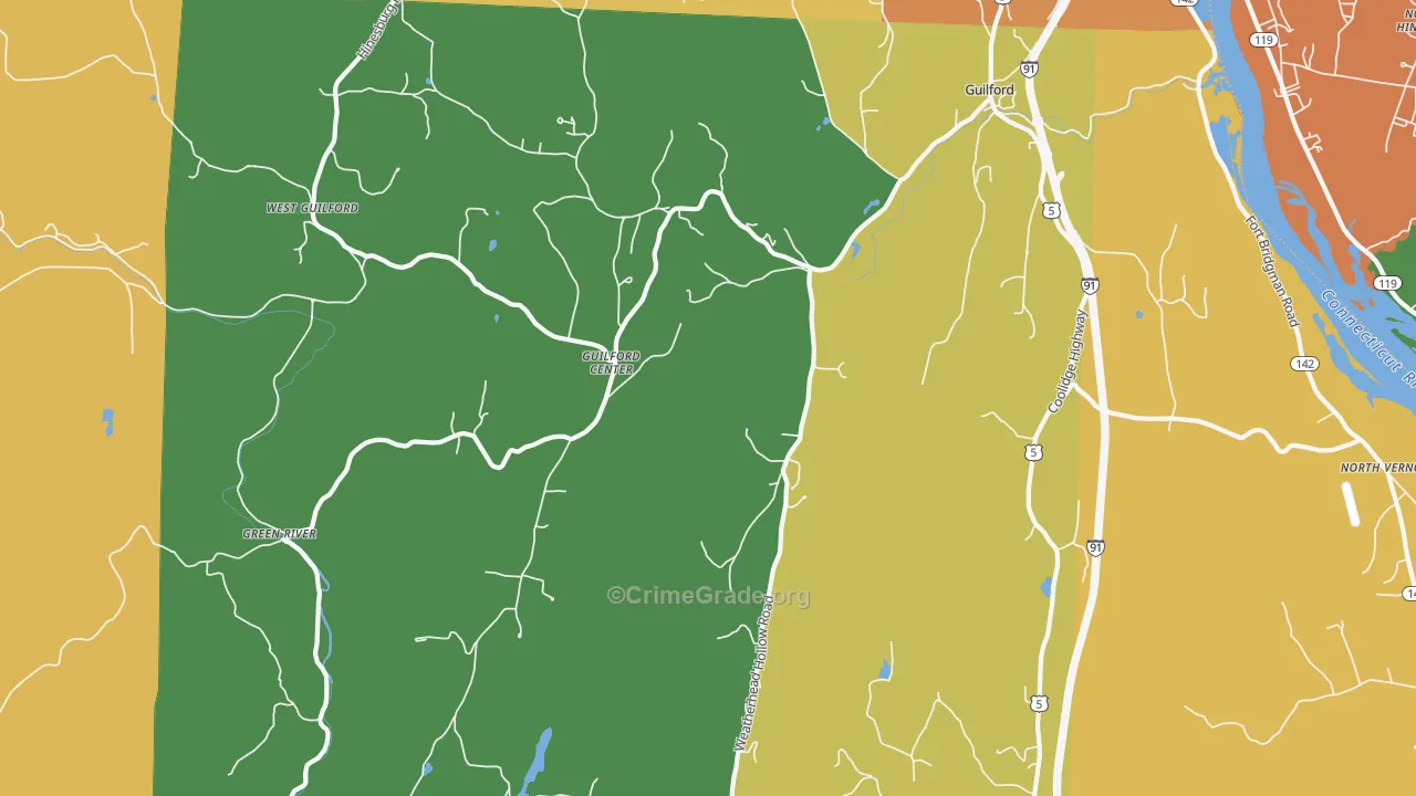 Guilford, VT Map of Drug-Related Crime Rates
