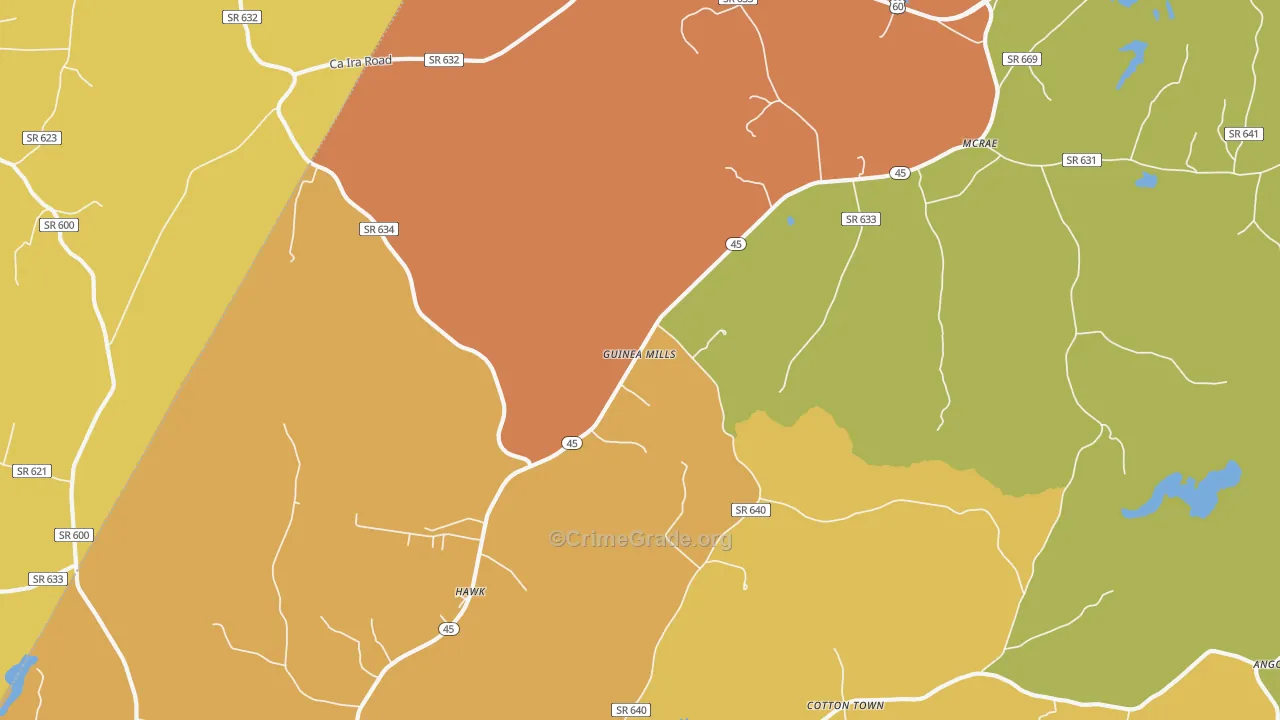 Guinea Mills, VA Map of Drug-Related Crime Rates