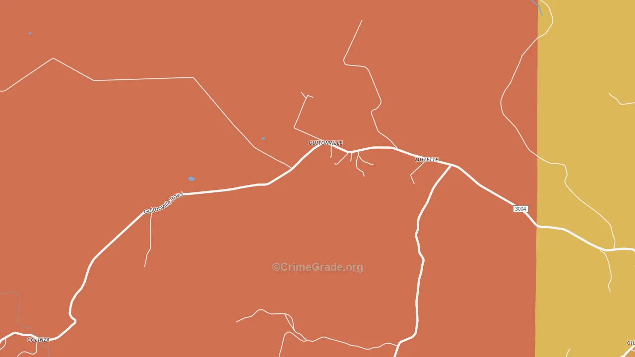 Guitonville, PA Map of Drug-Related Crime Rates