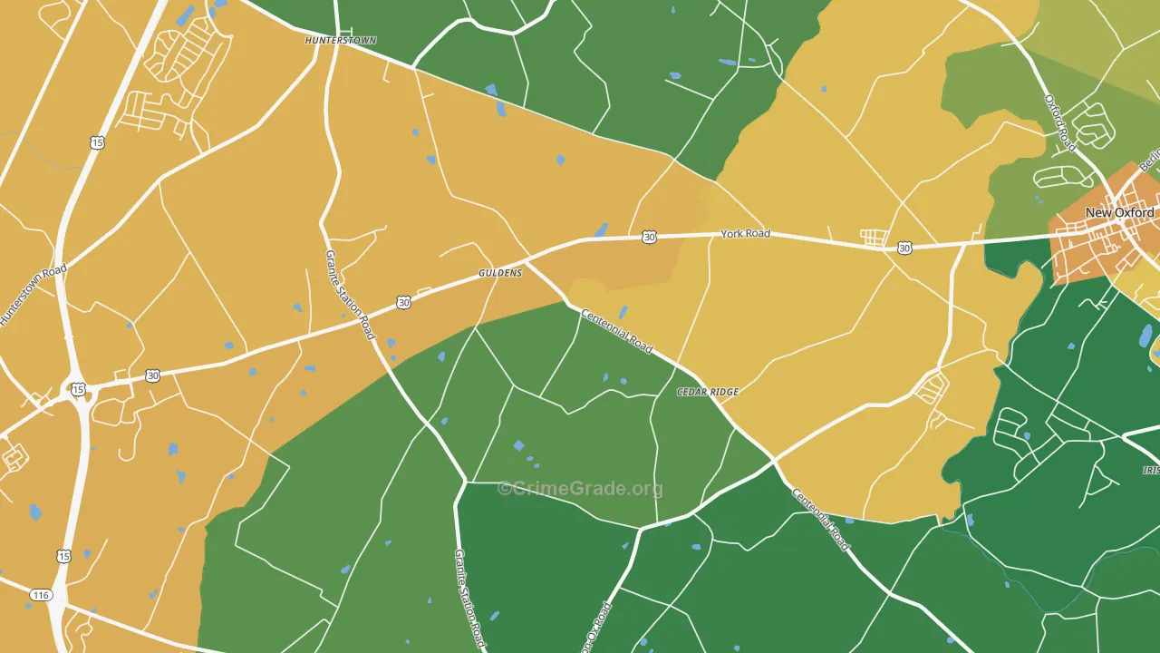 Guldens, PA Map of Drug-Related Crime Rates