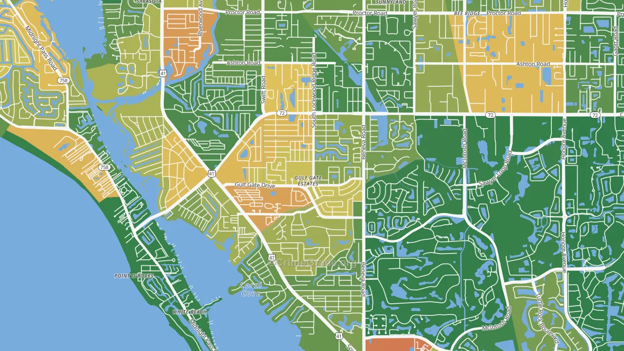 Gulf Gate Estates, FL Map of Drug-Related Crime Rates