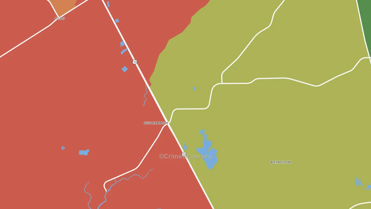 Gulf Hammock, FL Map of Drug-Related Crime Rates