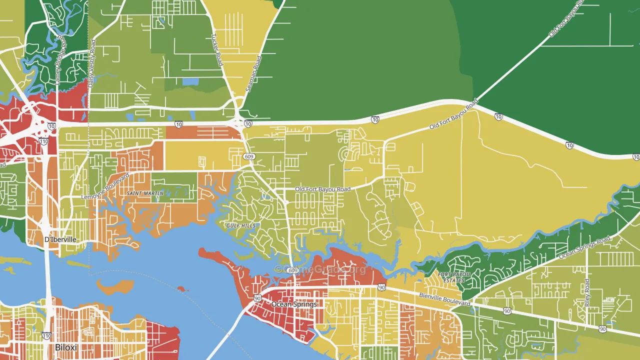 Gulf Hills, MS Map of Drug-Related Crime Rates