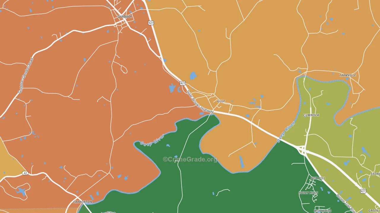 Gulf, NC Map of Drug-Related Crime Rates