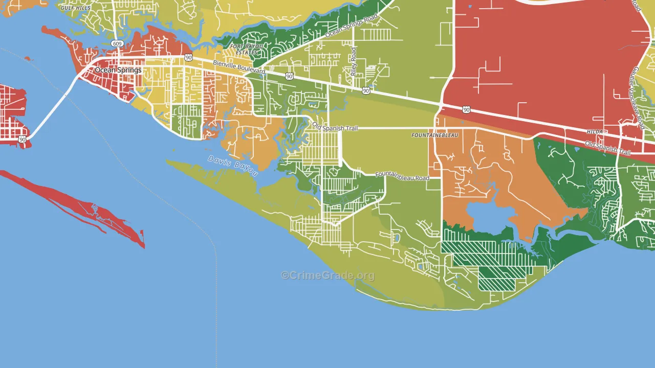 Gulf Park Estates, MS Map of Drug-Related Crime Rates