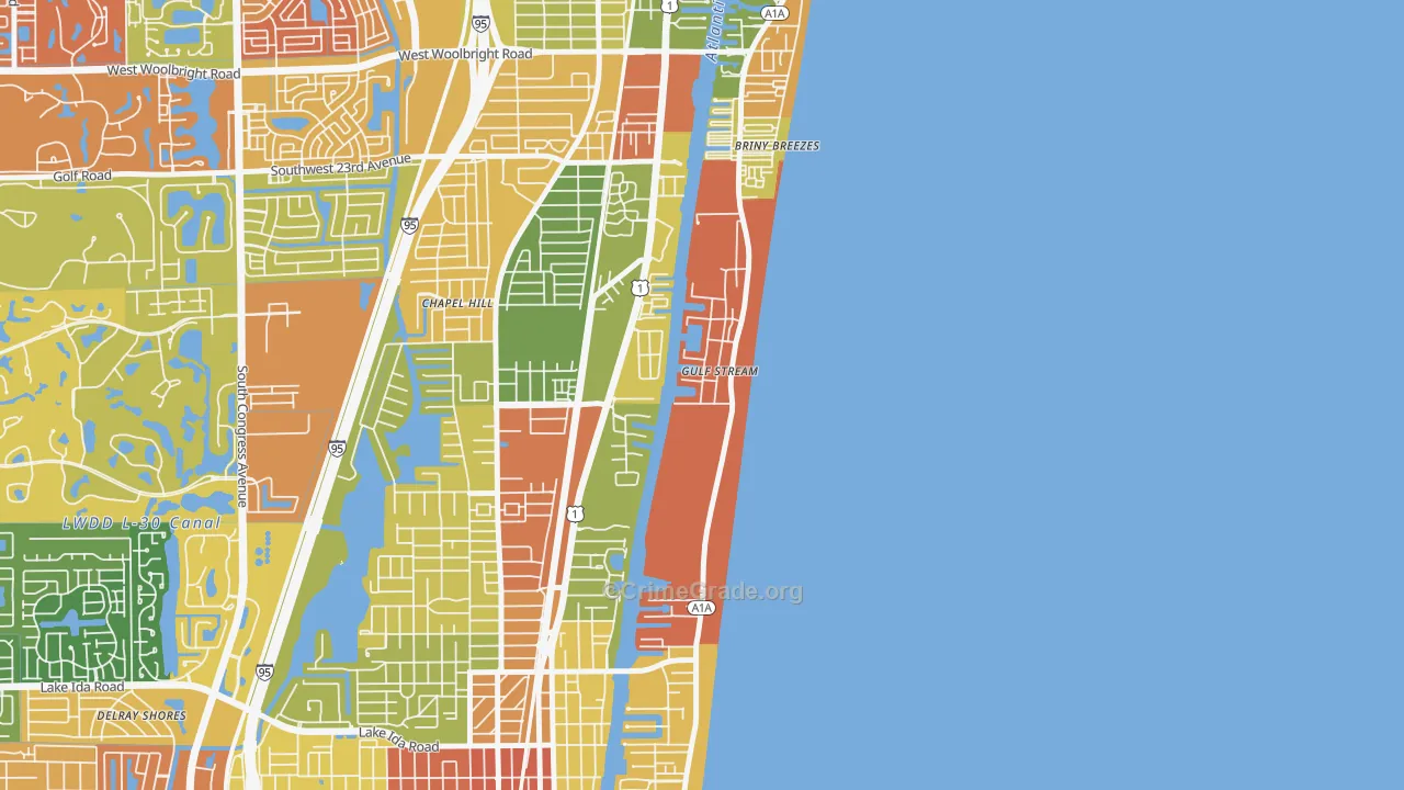 Gulf Stream, FL Map of Drug-Related Crime Rates