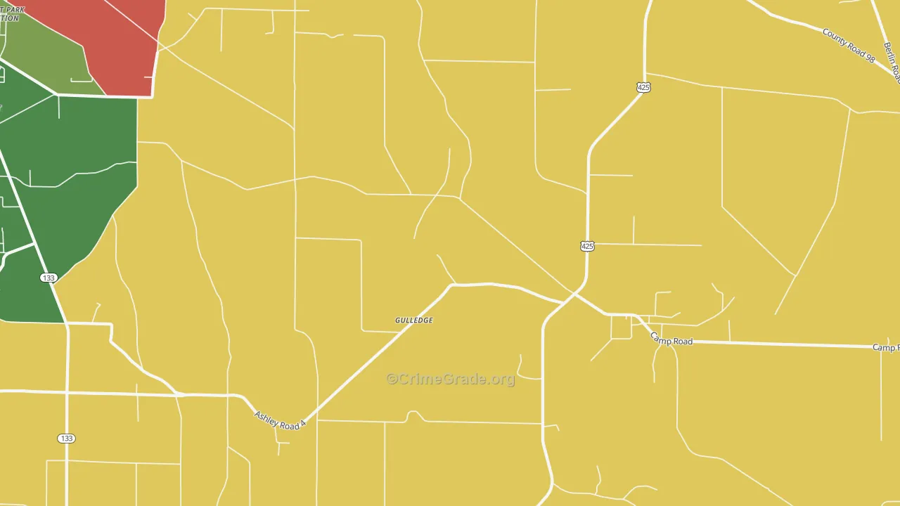 Gulledge, AR Map of Drug-Related Crime Rates