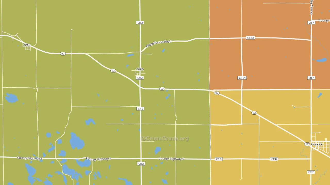 Gully, MN Map of Drug-Related Crime Rates
