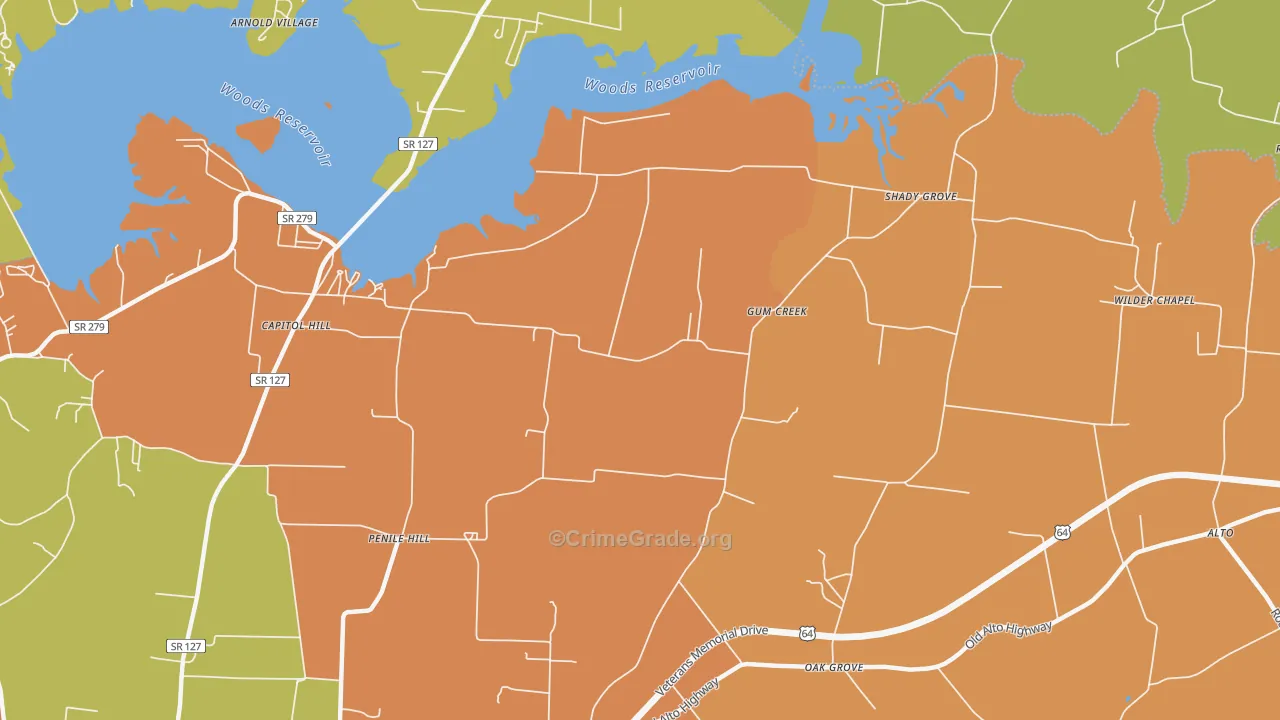 Gum Creek, TN Map of Drug-Related Crime Rates