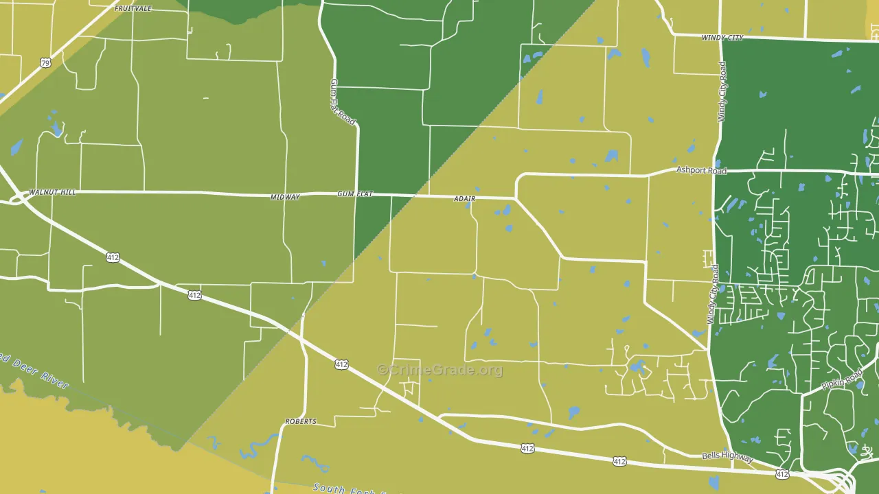 Gum Flat, TN Map of Drug-Related Crime Rates