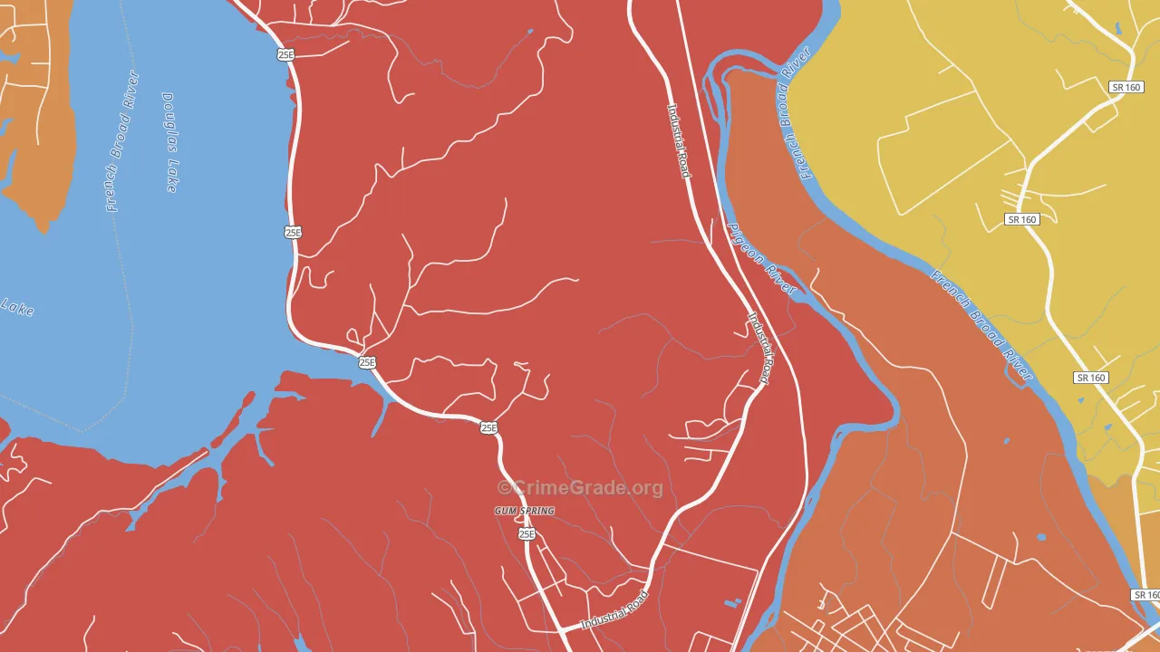 Gum Spring, TN Map of Drug-Related Crime Rates
