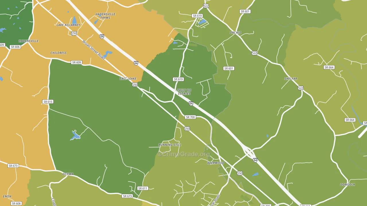 Gum Spring, VA Map of Drug-Related Crime Rates