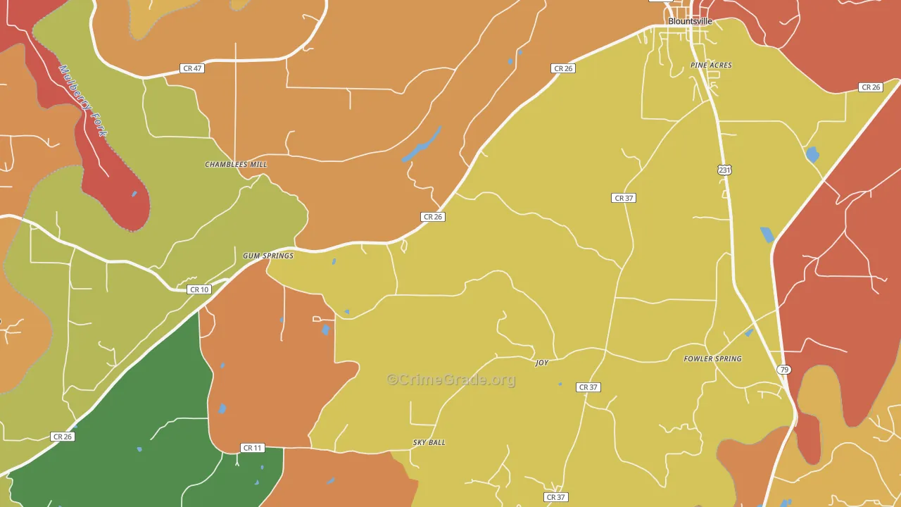 Gum Springs, AL Map of Drug-Related Crime Rates