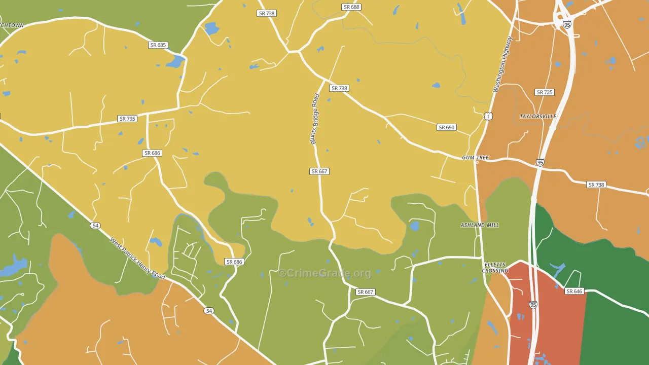 Gum Tree, VA Map of Drug-Related Crime Rates