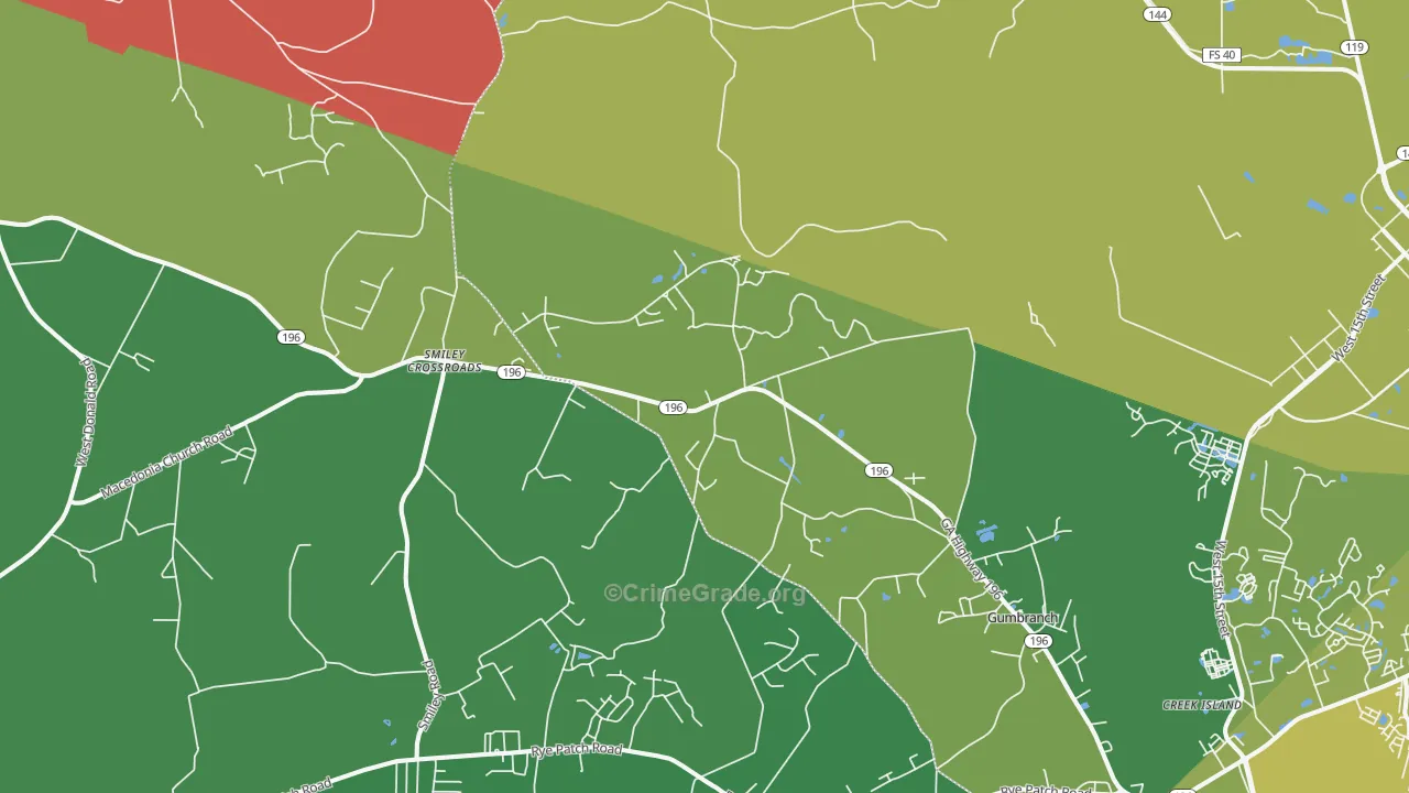 Gumbranch, GA Map of Drug-Related Crime Rates