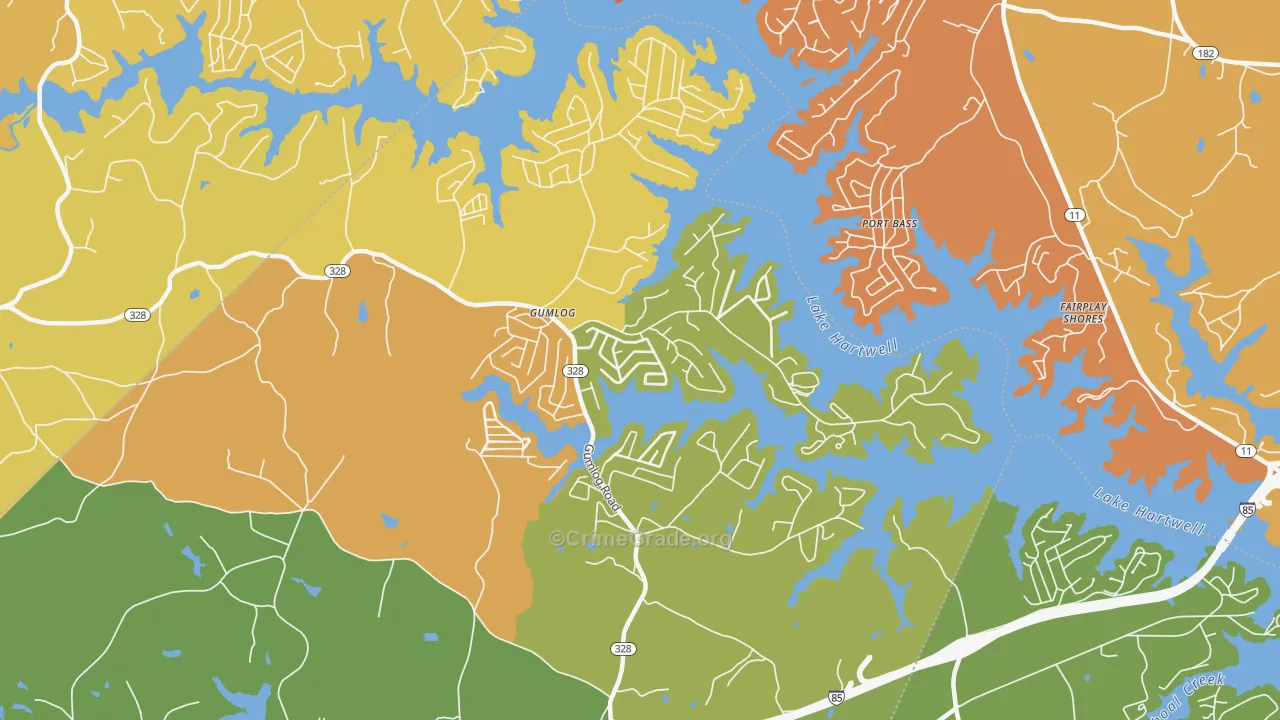 Gumlog, GA Map of Drug-Related Crime Rates