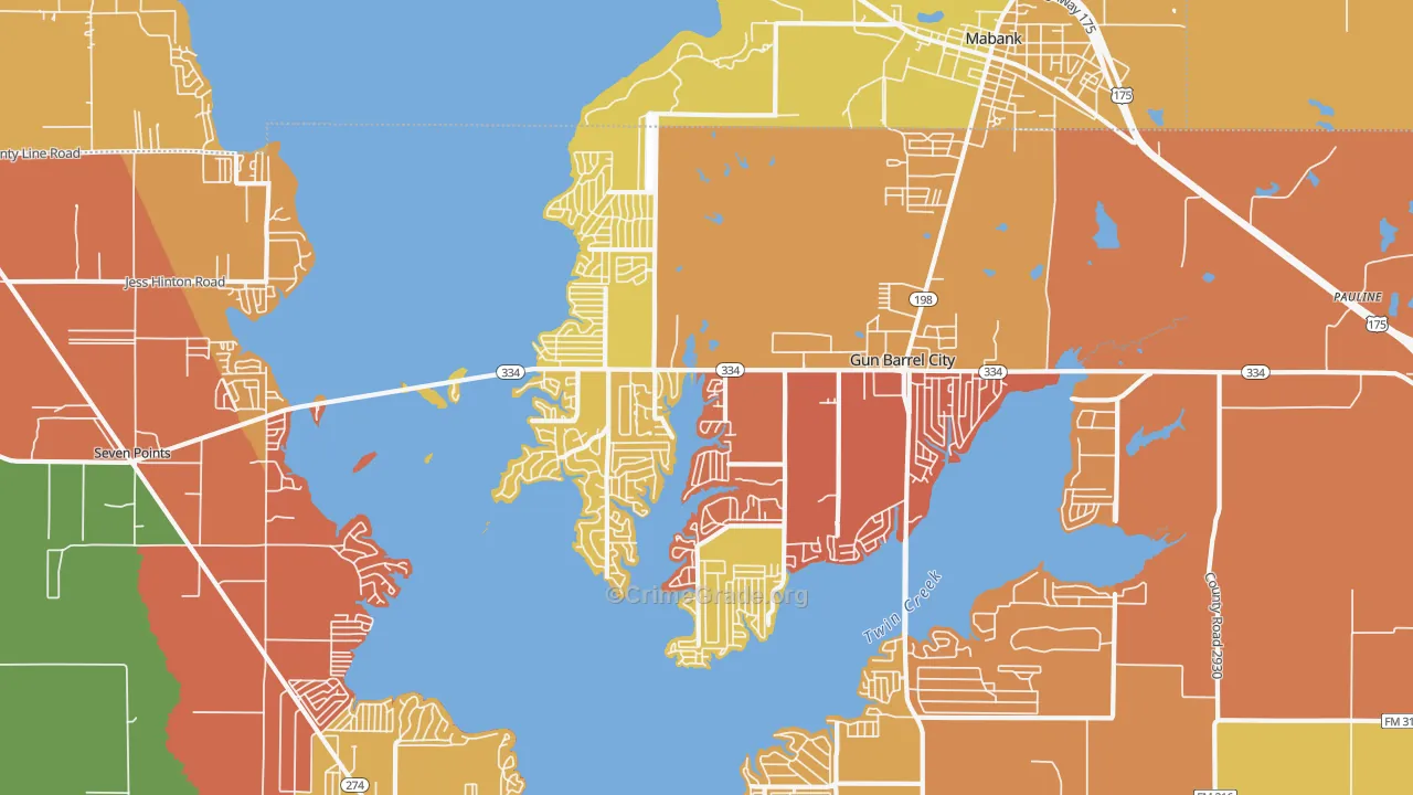 Gun Barrel City, TX Map of Drug-Related Crime Rates