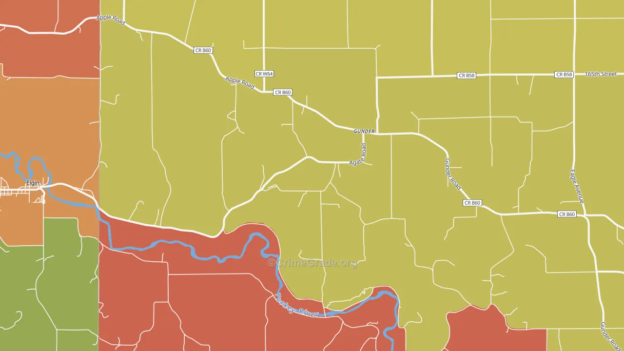 Gunder, IA Map of Drug-Related Crime Rates