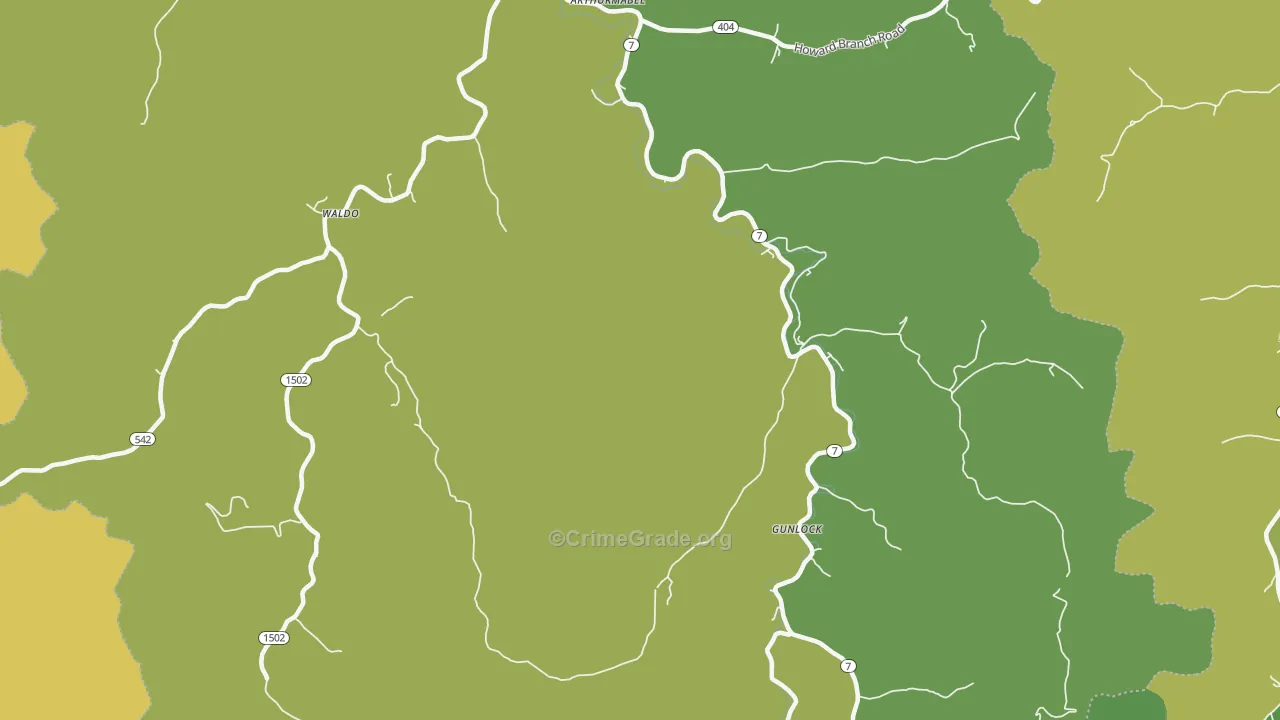 Gunlock, KY Map of Drug-Related Crime Rates