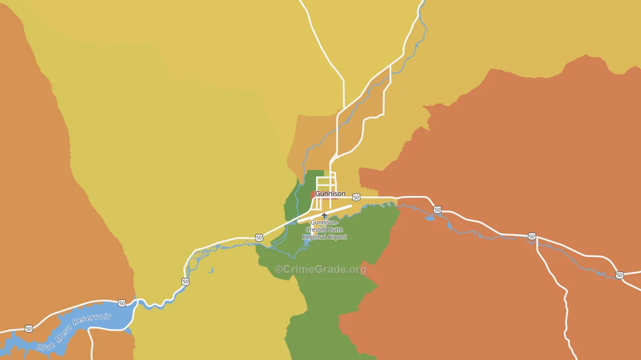 Gunnison, CO Map of Drug-Related Crime Rates