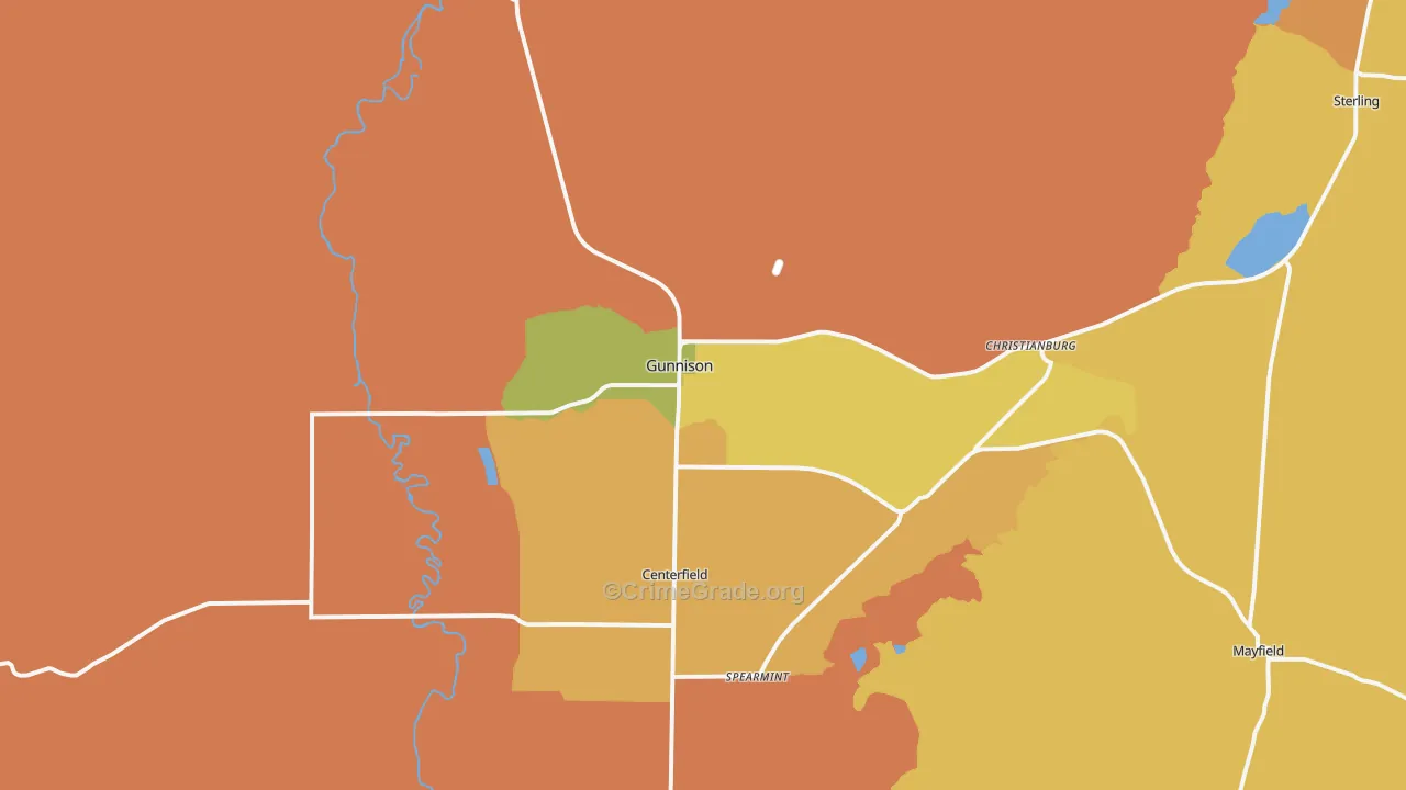Gunnison, UT Map of Drug-Related Crime Rates