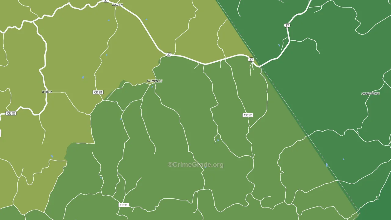 Gunville, WV Map of Drug-Related Crime Rates