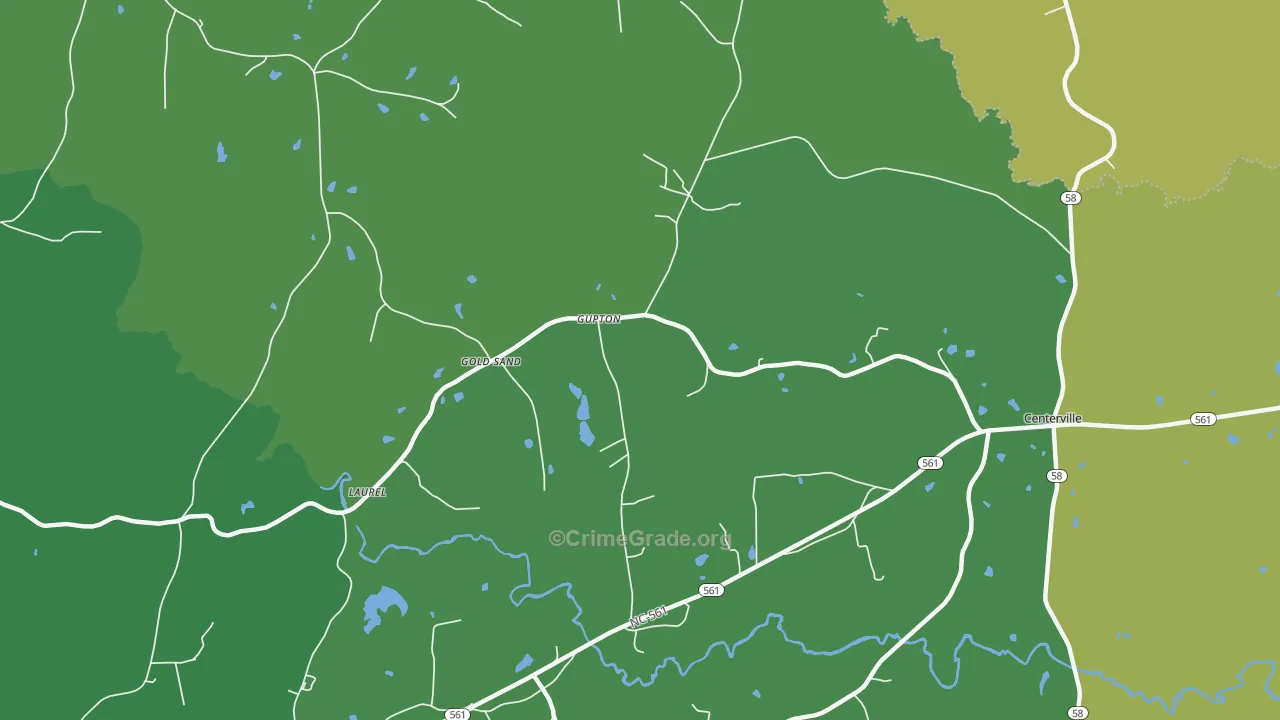 Gupton, NC Map of Drug-Related Crime Rates