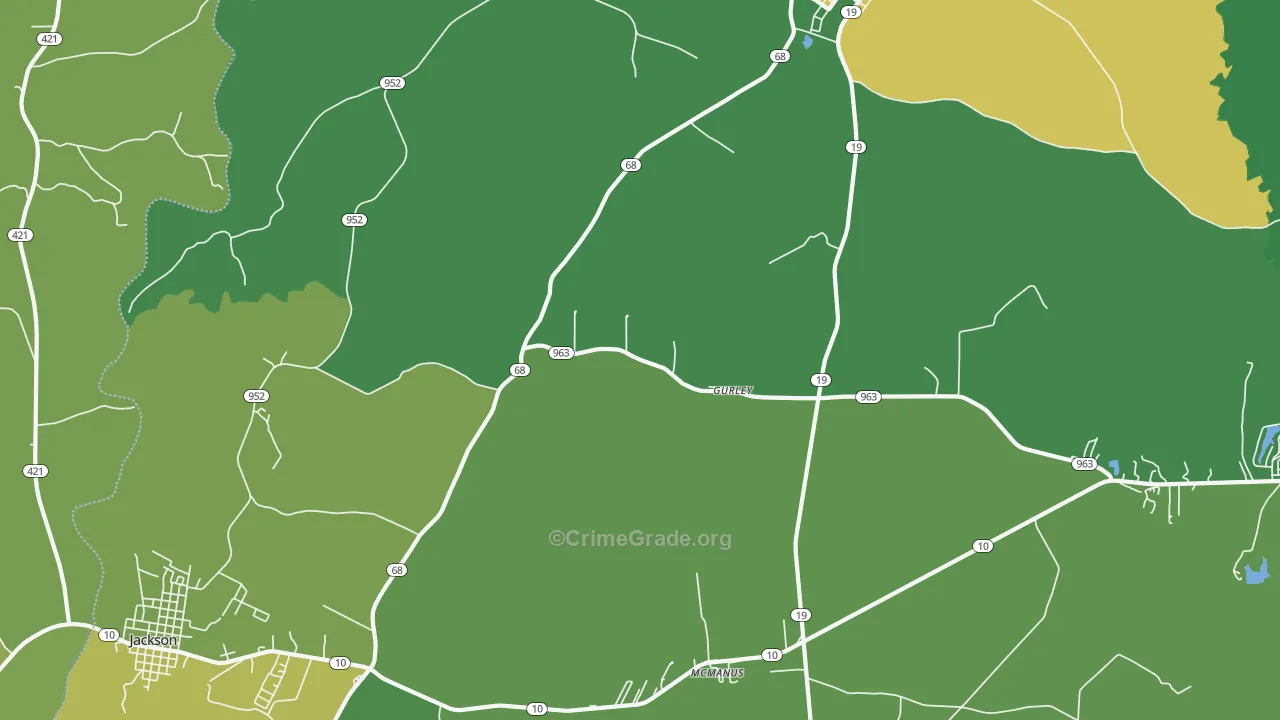 Gurley, LA Map of Drug-Related Crime Rates