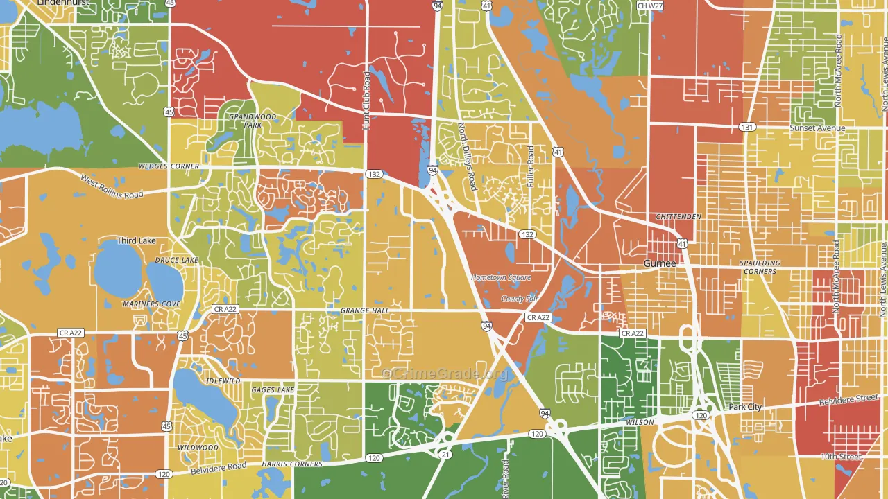 Gurnee, IL Map of Drug-Related Crime Rates