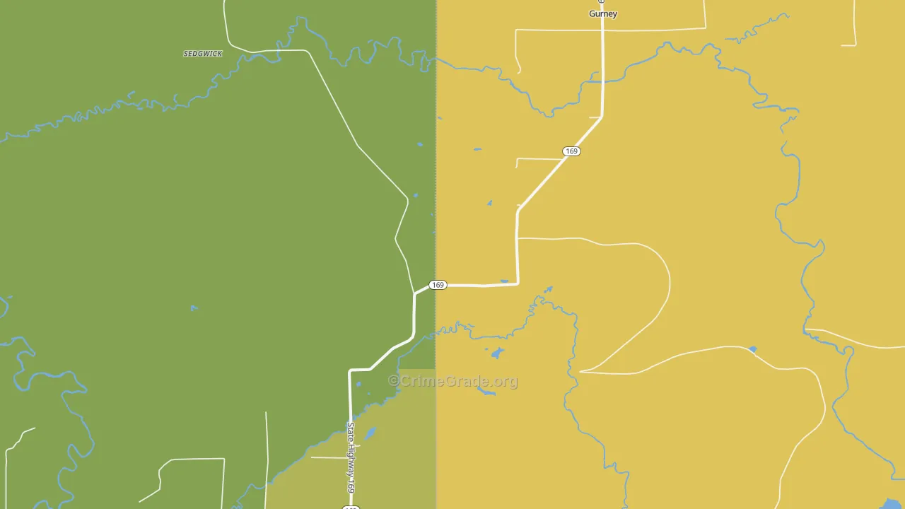 Gurney, WI Map of Drug-Related Crime Rates