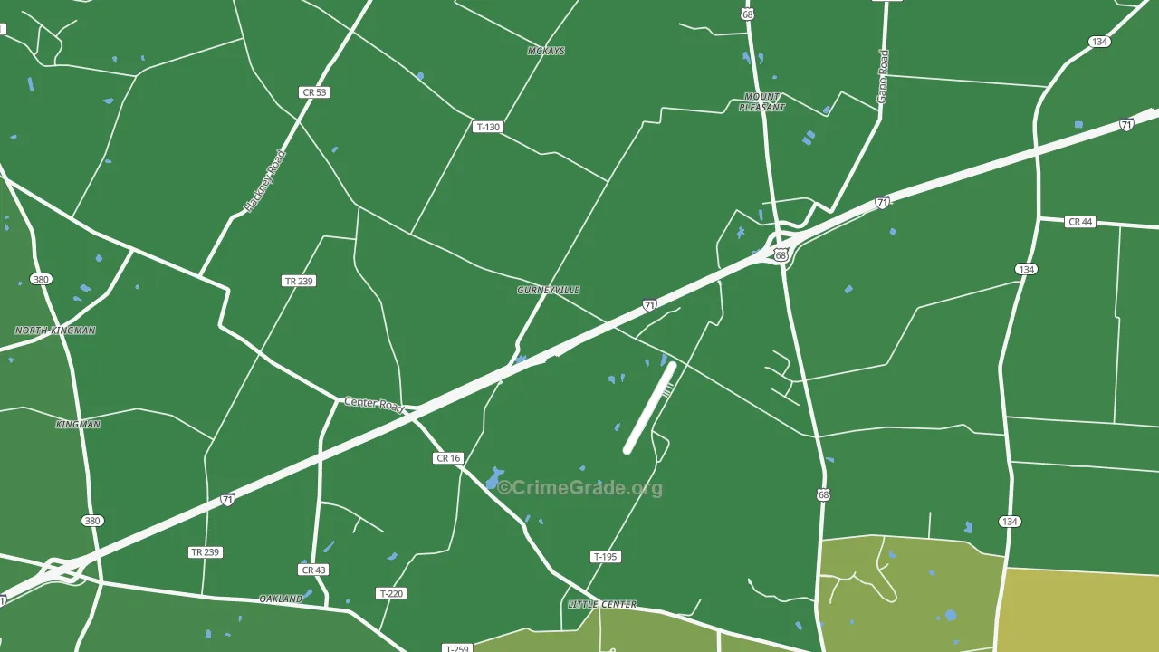 Gurneyville, OH Map of Drug-Related Crime Rates