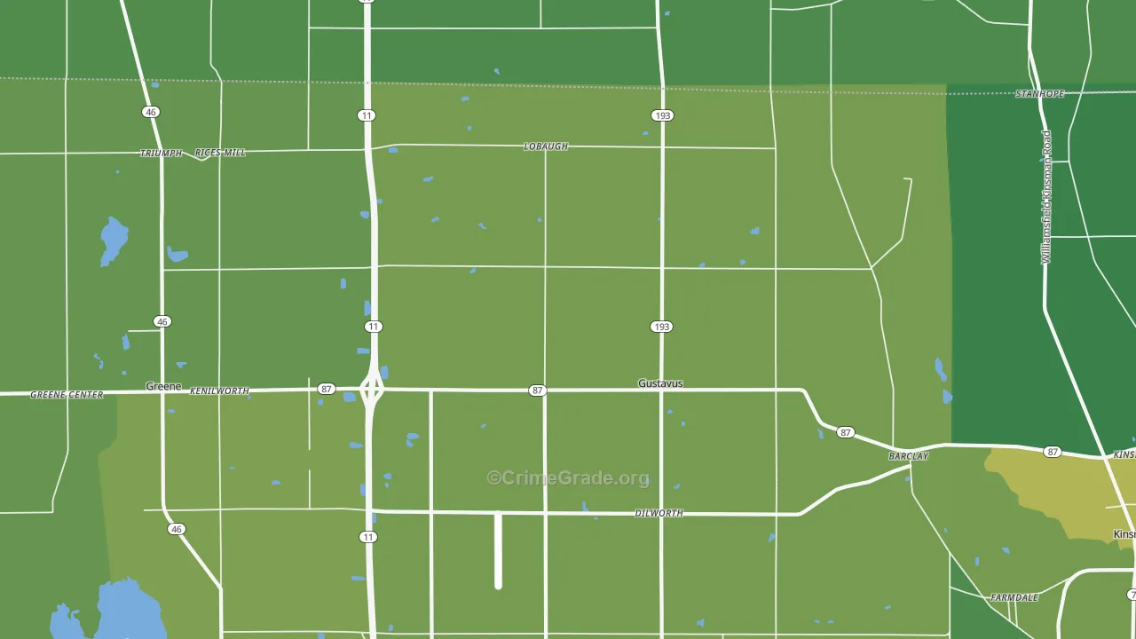 Gustavus, OH Map of Drug-Related Crime Rates